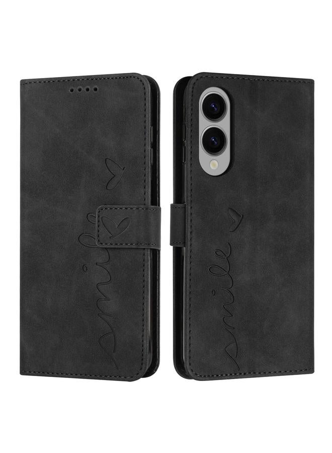 اس-توب جراب لهاتف Samsung Galaxy S25 Edge 5G مصنوع من الجلد المنقوش على شكل قلب مع حبل طويل - Image 1