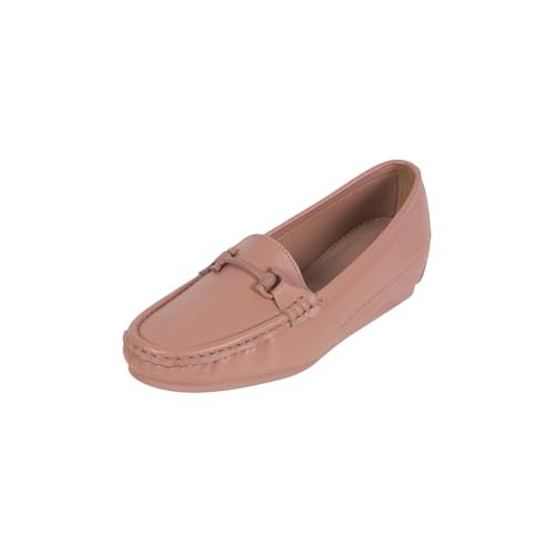 Mochi Women Pink Casual Faux Leather Loafer Slip-Ons with Wedge Heel Shoes UK/6 EU/39 (31-799) - Image 1