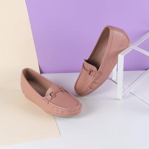 Mochi Women Pink Casual Faux Leather Loafer Slip-Ons with Wedge Heel Shoes UK/6 EU/39 (31-799) - Image 2