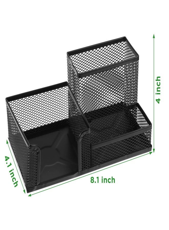 Lemecima 6 Pieces Pen Holder for Desk Mesh Metal Pencil Holders Pen Cup Marker Desk Caddy with Sticky Notes Organizer for Office Supplies Workspace School Home Black - Image 2