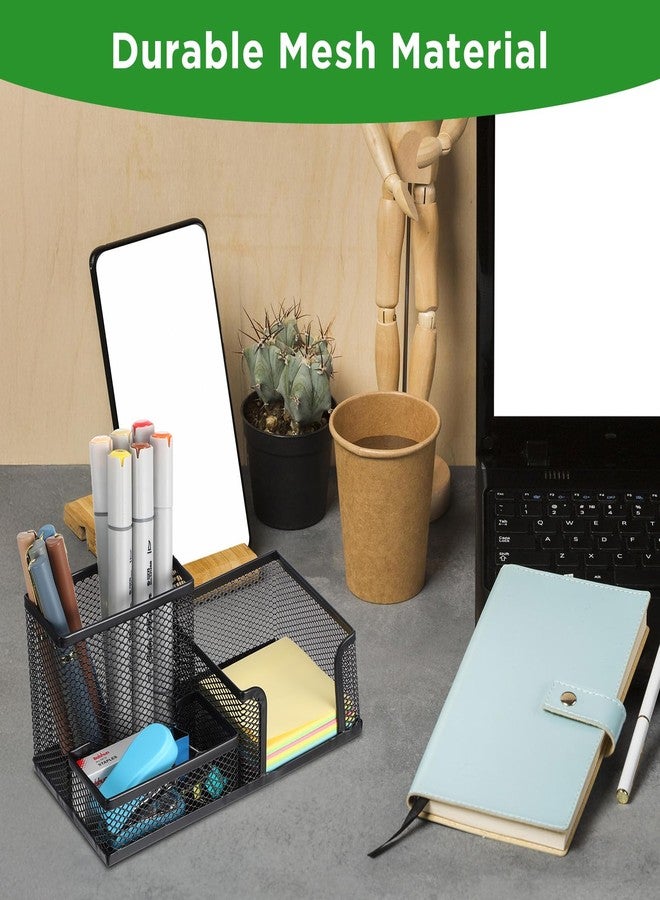 Lemecima 6 Pieces Pen Holder for Desk Mesh Metal Pencil Holders Pen Cup Marker Desk Caddy with Sticky Notes Organizer for Office Supplies Workspace School Home Black - Image 5