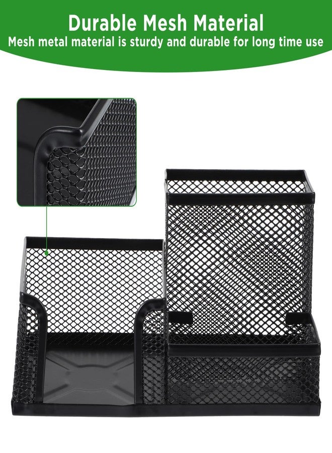 Lemecima 6 Pieces Pen Holder for Desk Mesh Metal Pencil Holders Pen Cup Marker Desk Caddy with Sticky Notes Organizer for Office Supplies Workspace School Home Black - Image 4