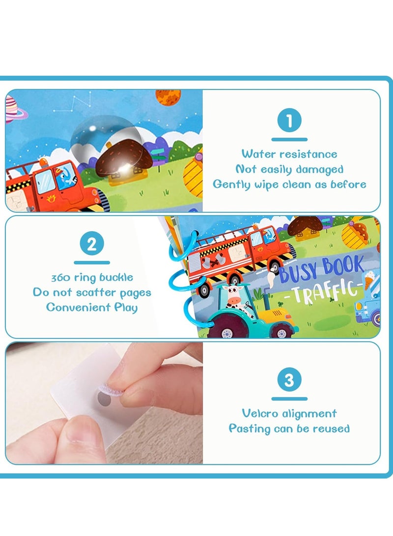 Montessori Toys Educational Busy Book, Early Learning Interactive Toys for Kids, Sensory Toy Preschool Activity Binder Busy Book for Develop Learning Skills (Traffic Theme)  - Image 5