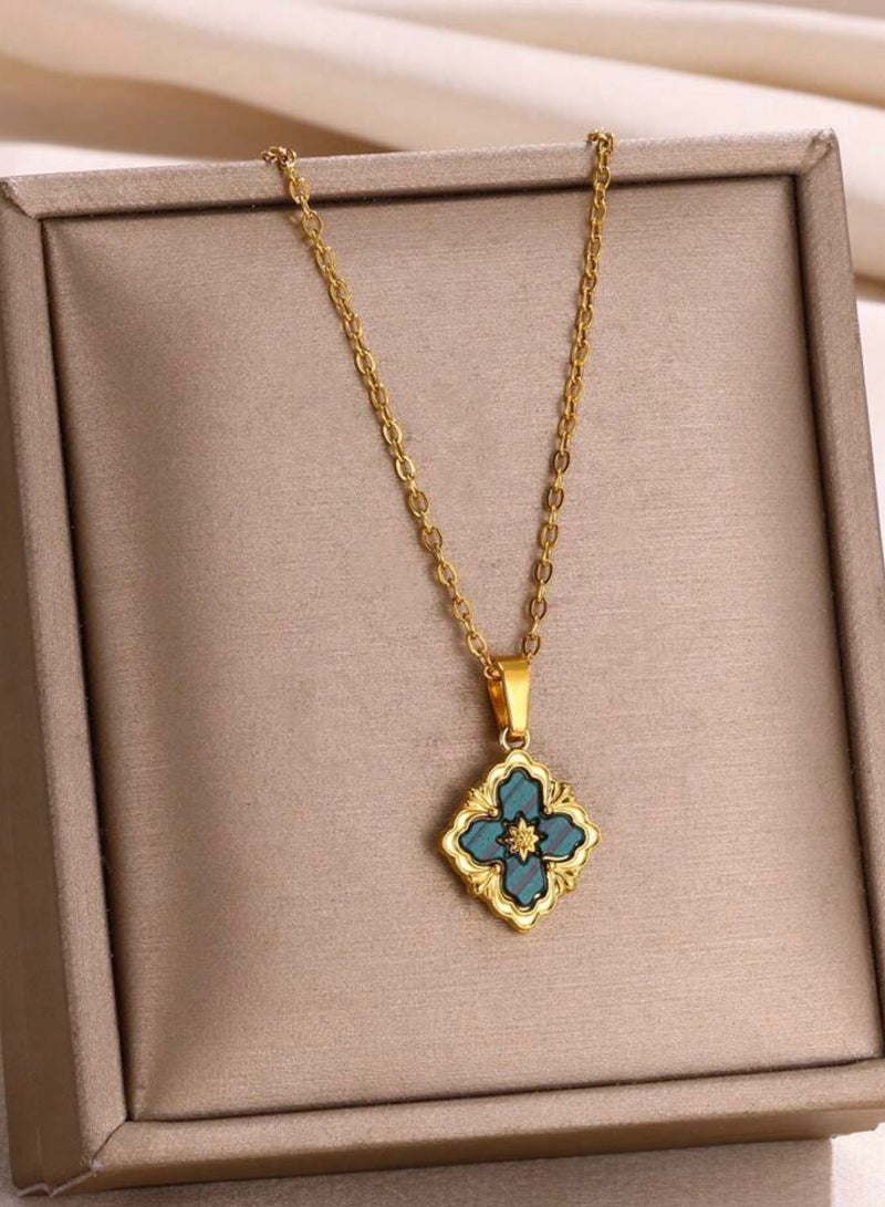 إيكوال سلسال نسائي مصنوع من الاستانلس ستيل مطلي باللون الذهبي - Image 1