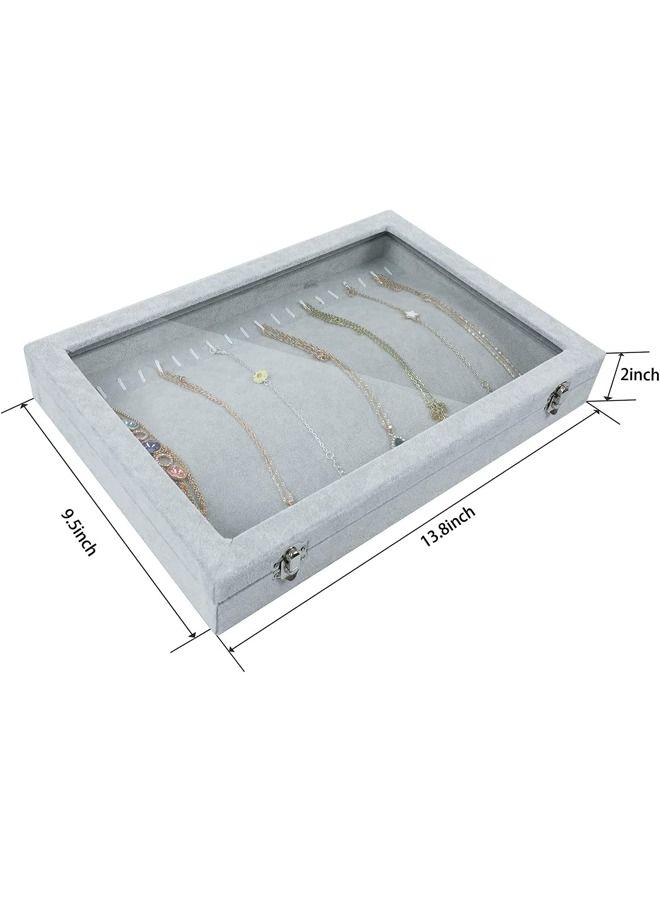 Padom Jewelry Tray, Multi-Functional Jewelry Organizer with Lid & Lock for Ring, Earring, Stud, Necklace, Bracelet, Watch, Soft ice Velvet Jewelry Showcase Display Tray (Necklace) - Image 4