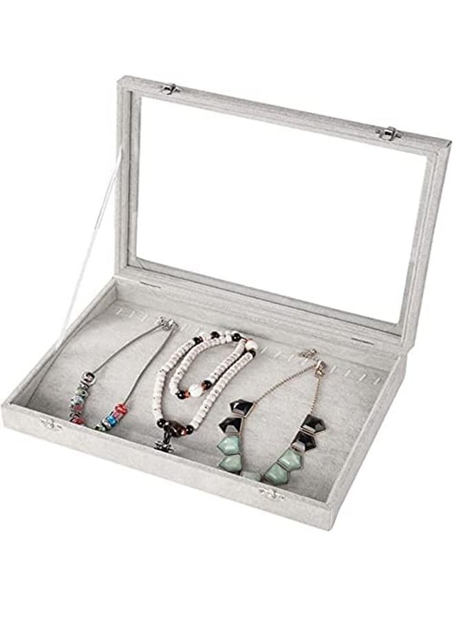 Padom Jewelry Tray, Multi-Functional Jewelry Organizer with Lid & Lock for Ring, Earring, Stud, Necklace, Bracelet, Watch, Soft ice Velvet Jewelry Showcase Display Tray (Necklace) - Image 3