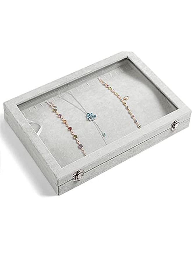 Padom Jewelry Tray, Multi-Functional Jewelry Organizer with Lid & Lock for Ring, Earring, Stud, Necklace, Bracelet, Watch, Soft ice Velvet Jewelry Showcase Display Tray (Necklace) - Image 2