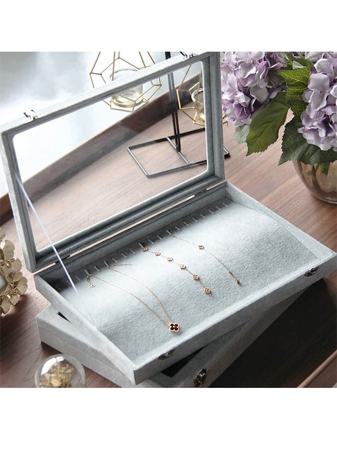 Padom Jewelry Tray, Multi-Functional Jewelry Organizer with Lid & Lock for Ring, Earring, Stud, Necklace, Bracelet, Watch, Soft ice Velvet Jewelry Showcase Display Tray (Necklace) - Image 5