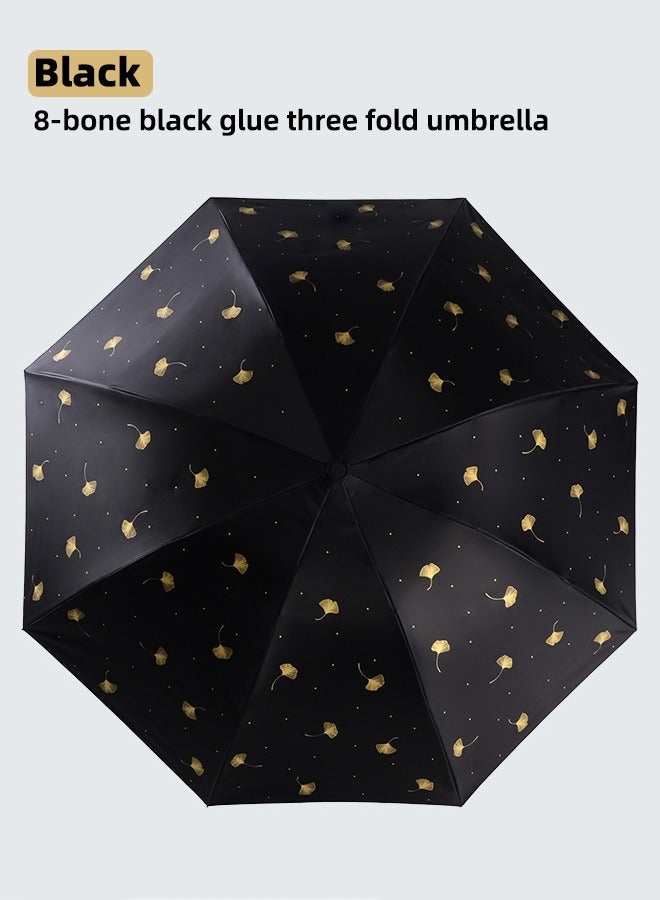 Joychic مظلة قابلة للطي مضادة للرياح ومضادة للأشعة فوق البنفسجية 8Ribs مظلة قوية محمولة للمطر والشمس سوداء - Image 3