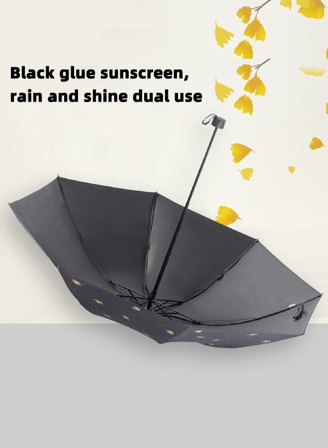 Joychic مظلة قابلة للطي مضادة للرياح ومضادة للأشعة فوق البنفسجية 8Ribs مظلة قوية محمولة للمطر والشمس سوداء - Image 4