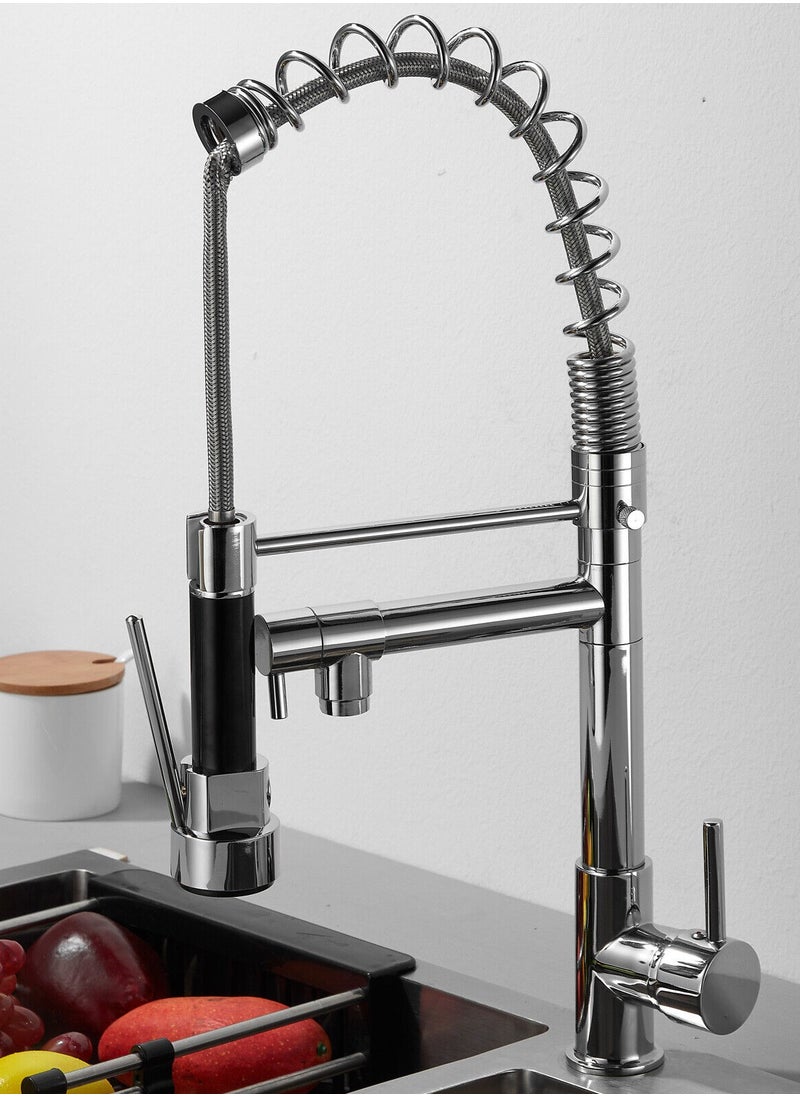 Shams - Kitchen mixer with a fixed first water outlet and a second movable outlet with a flexible mixer bridge and two zippers for water flow. - Image 1