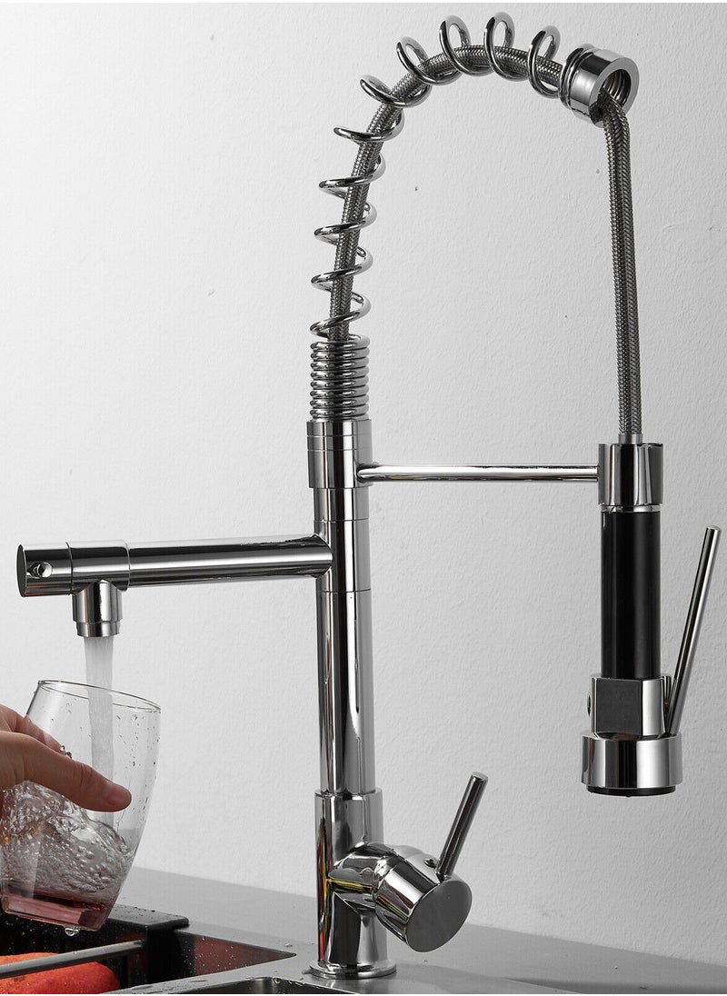Shams - Kitchen mixer with a fixed first water outlet and a second movable outlet with a flexible mixer bridge and two zippers for water flow. - Image 1