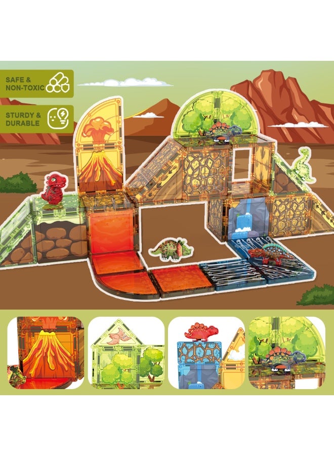 45 Piece Magnetic Building Sets ,3D Building Blocks Toys for Kids Ages 3+, Dinosaur World Construction Educational STEM Toys for Boys and Girls. - Image 4