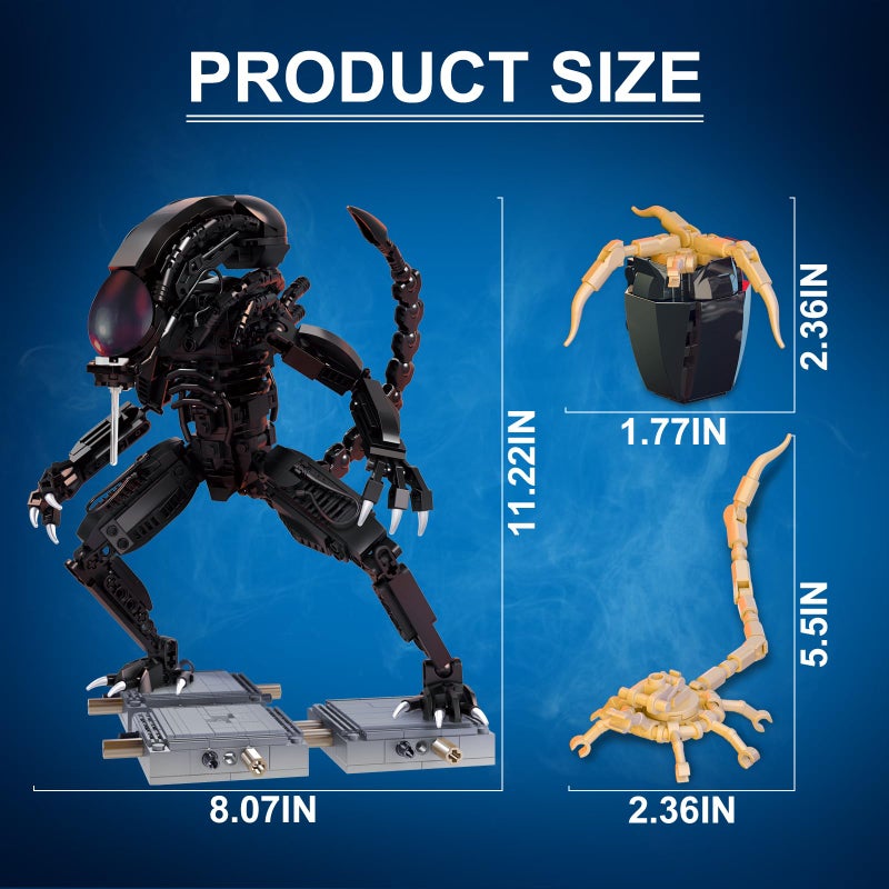 CHUANGPIN Xenomorph Action Figure Toy Building Set Compatible with Lego for Adults,Cool Scary Toys Gifts for Boys and Girls 8-14 Years Up 616 pcs - Image 3