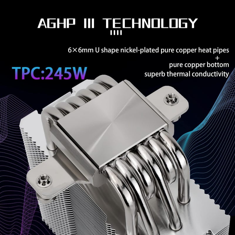 ثيرمالرايت مبرد هواء CPU من Thermalright BA120، 6 أنابيب حرارية، مروحة هادئة TL-C12CG-S PWM مع محمل S-FDB، متوافق مع AMD AM4/AM5/Intel 1700/1150/1151/1200، LGA1700، مبرد كمبيوتر - Image 2