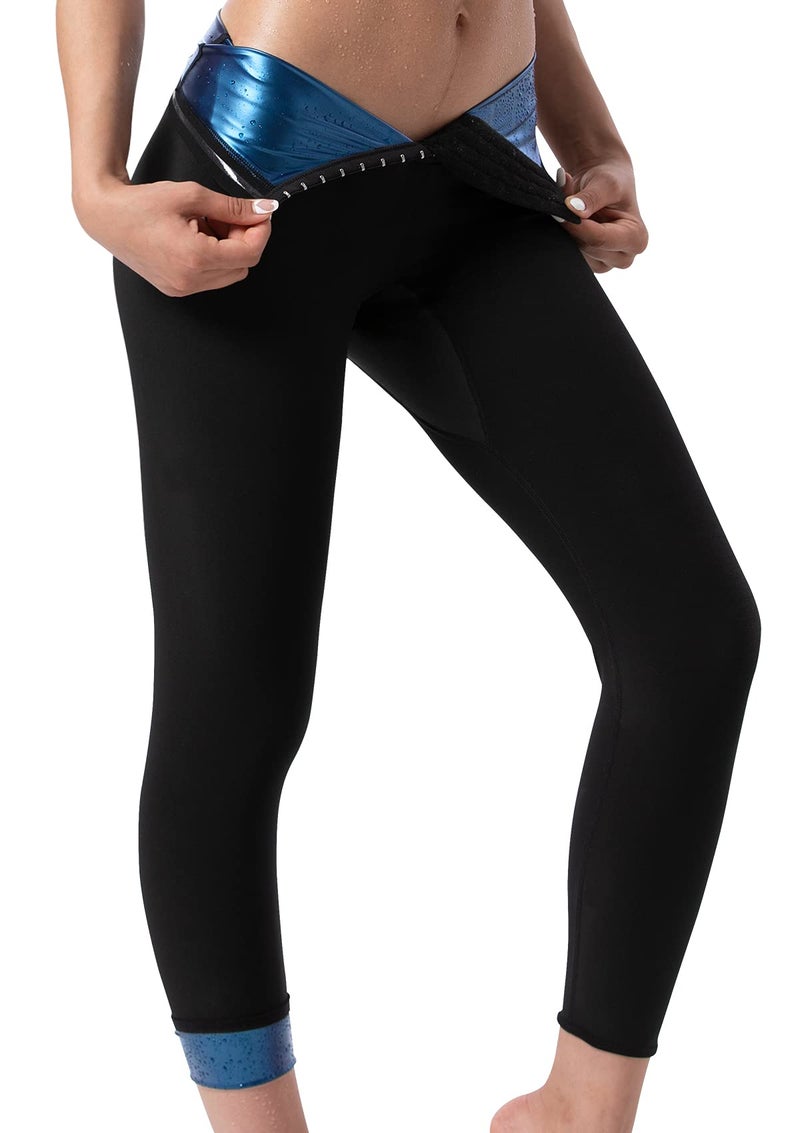 QZSH Sauna Pants Women Sweat Capris Slimming Leggings,Mesh Crotch,High Waist Workout Body Shaper Suits（TBH7003-01-L） - Image 1