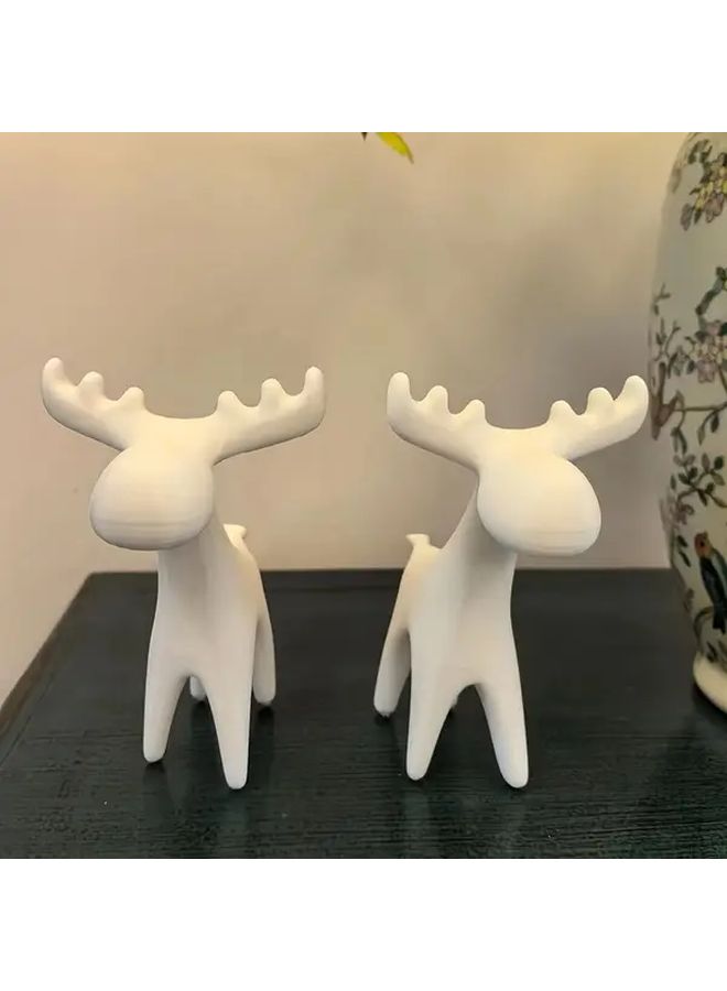 White 3D Printed Deer Statue Modern Minimalist Home Decor PLA Material - Image 2