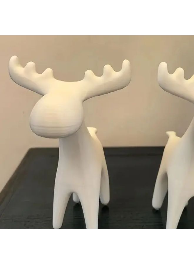 White 3D Printed Deer Statue Modern Minimalist Home Decor PLA Material - Image 5