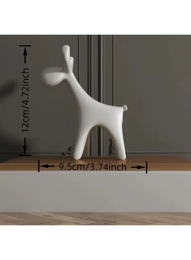 White 3D Printed Deer Statue Modern Minimalist Home Decor PLA Material - Image 3