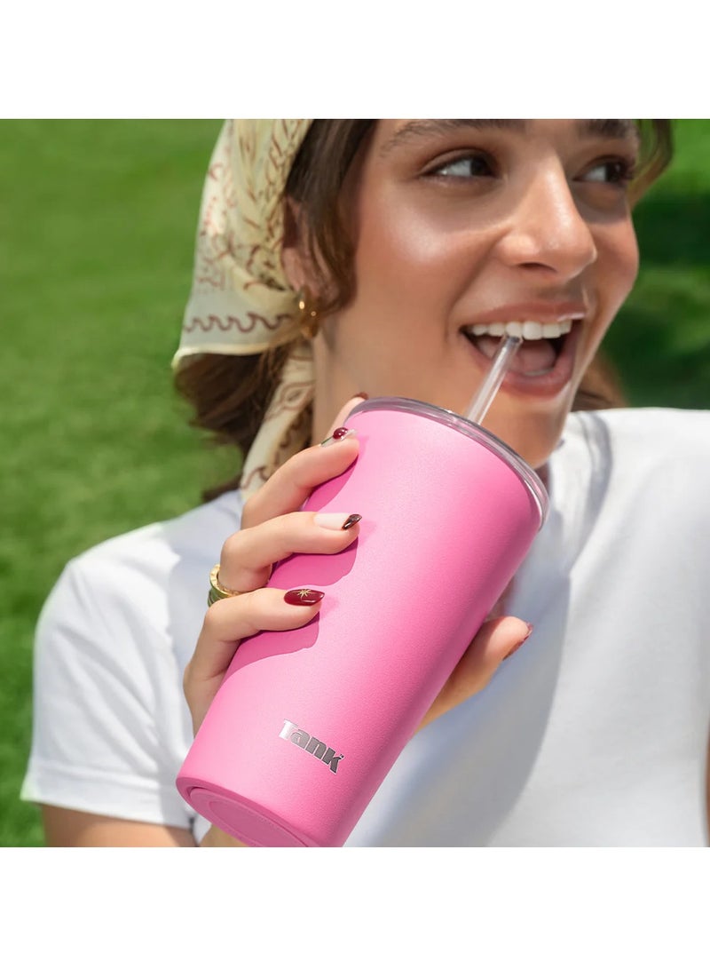 تانك آيس، ٤٨٠ مل، زجاجة ستانلس ستيل، خالية من مادة BPA، معزولة حراريًا - كريستال بلو - Image 4