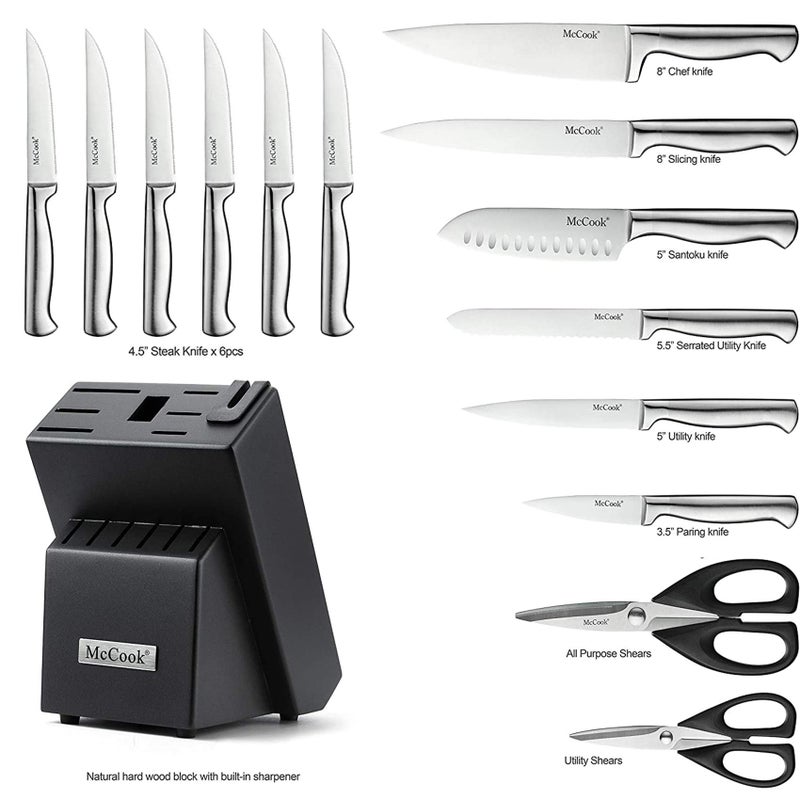 McCook® Knife Sets, German Stainless Steel Knife Block Sets with Built-in Sharpener - Image 2