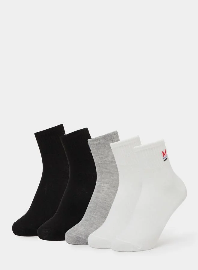 ستايلي Pack of 5 - Graphic Print Ribbed Cuff Crew Socks