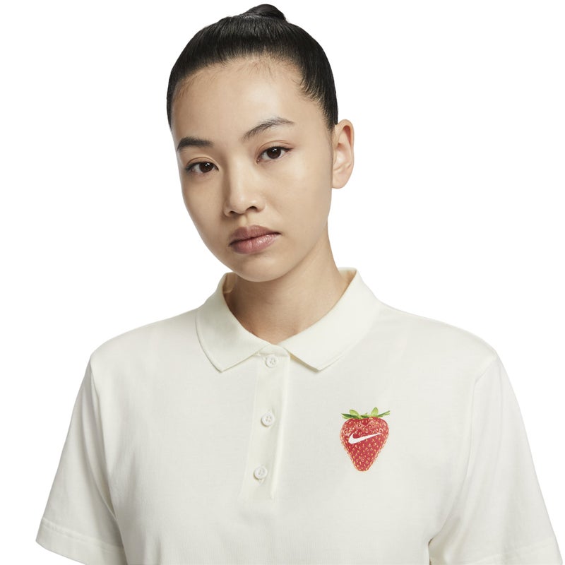 Nike (WMNS) Nike Graphic Polo Shirt 'White Red' - Image 2