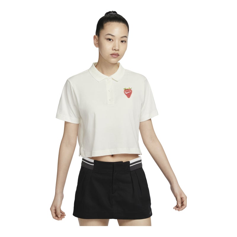 Nike (WMNS) Nike Graphic Polo Shirt 'White Red' - Image 1