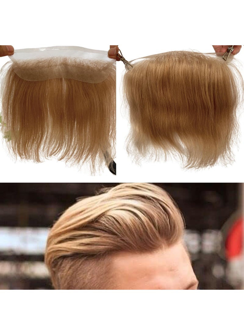 Voloria Men Forehead Hairline Toupee HD Invisible Lace Hairline Lace front Skin PU Back Man Hairpieces Frontal Hair Topper for Receding Replacement Systems 708x157INCH 21 Ash Blonde Color 