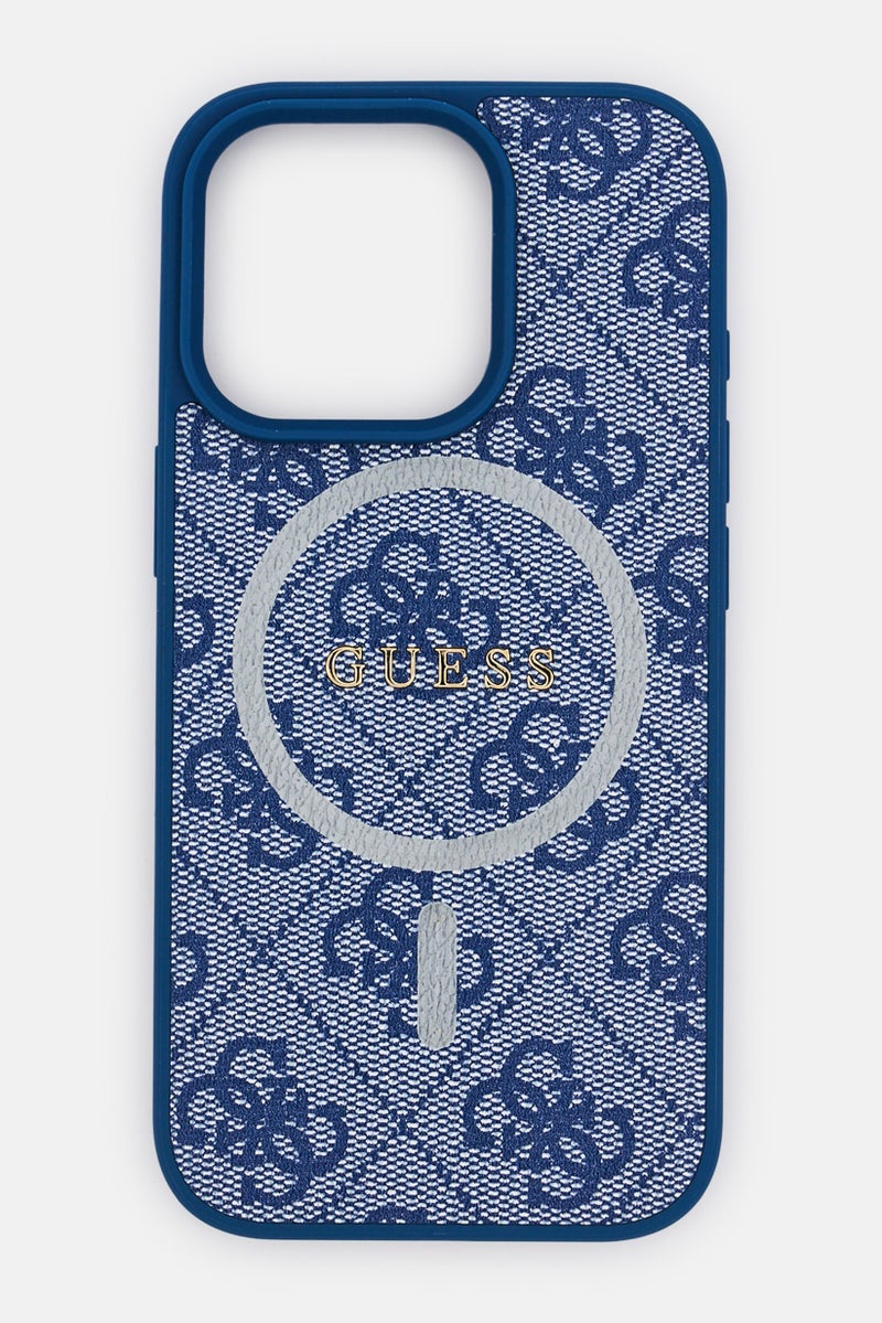GUESS iPhone 16 Pro Magsafe PU 4G Hard Case With Classic Logo, Blue - Image 1