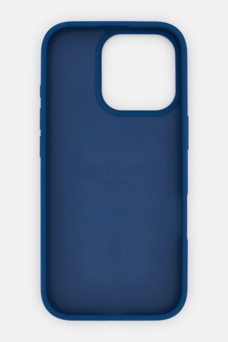 GUESS iPhone 16 Pro Magsafe PU 4G Hard Case With Classic Logo, Blue - Image 3