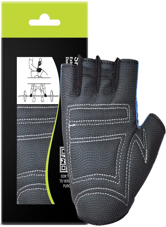MuscleXP Stout Blue Unisex Fitness Sports Gym Gloves Lightweight, Velcro Wrist Closure, for Weight Lifting, Fitness Training, Cycling, Non-Slip, Breathable, Moisture Absorbing (Blue & Black), 1 Pair - Image 3