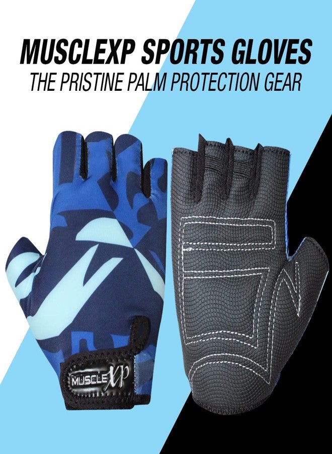 MuscleXP Stout Blue Unisex Fitness Sports Gym Gloves Lightweight, Velcro Wrist Closure, for Weight Lifting, Fitness Training, Cycling, Non-Slip, Breathable, Moisture Absorbing (Blue & Black), 1 Pair - Image 4