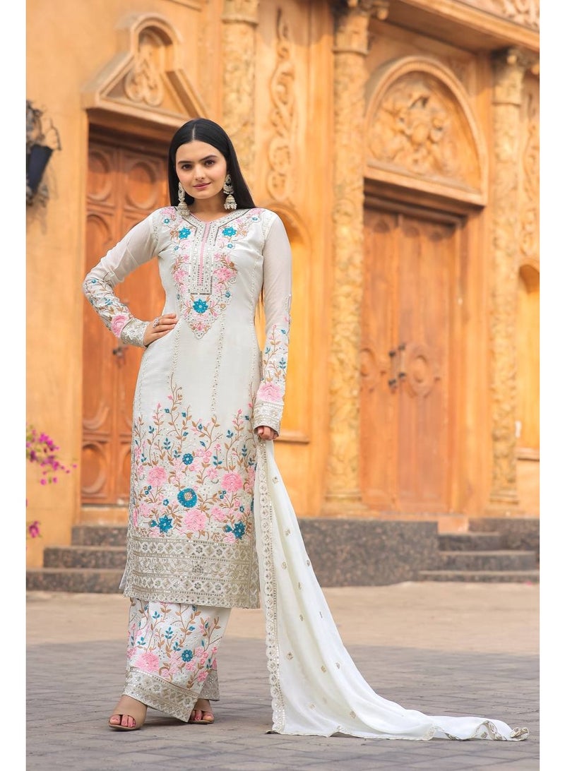 Super Asian Designer Heavy Silk salwar kamez Set with Embroidery, Diamond & Hand Work – Premium Festive Wear  - Image 3