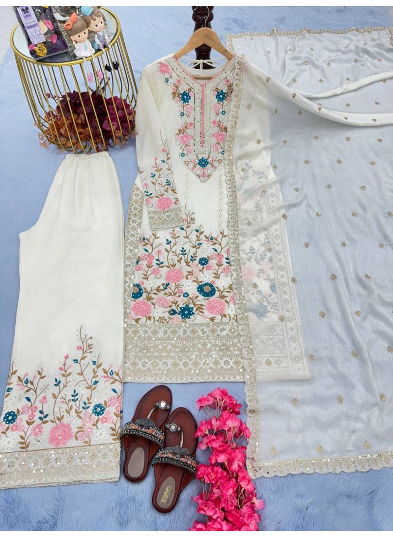 Super Asian Designer Heavy Silk salwar kamez Set with Embroidery, Diamond & Hand Work – Premium Festive Wear  - Image 4
