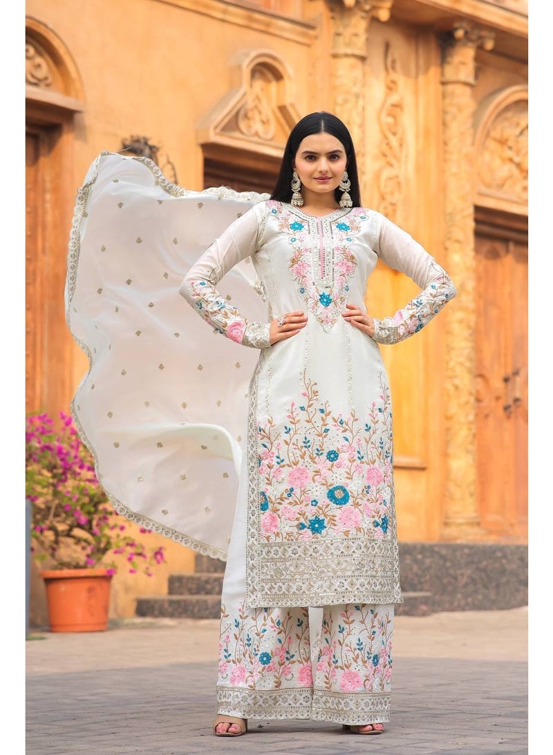 Super Asian Designer Heavy Silk salwar kamez Set with Embroidery, Diamond & Hand Work – Premium Festive Wear  - Image 1
