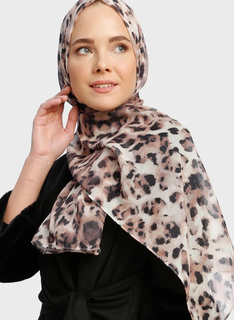 Tuva Shawl by Modanisa Leopard Print Scarf