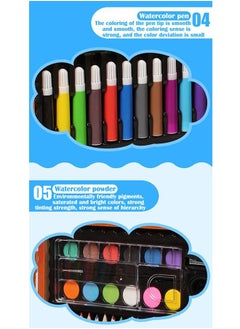 ZCM-HAPPY 180 Piece Kids Drawing Set with oil Pastels, Crayons, Colored Pencils, Markers, Portable Wooden Case  - Image 4
