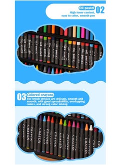 ZCM-HAPPY 180 Piece Kids Drawing Set with oil Pastels, Crayons, Colored Pencils, Markers, Portable Wooden Case  - Image 3