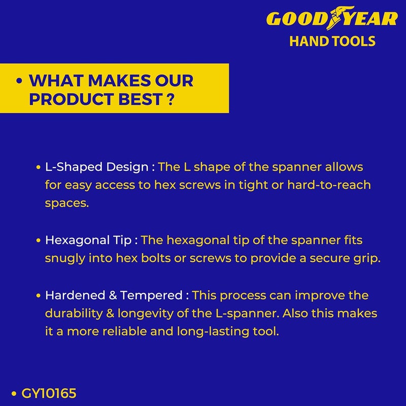 Good Year مفتاح ربط معدني 17 مم على شكل حرف L (17 مم، فضي) - Image 5