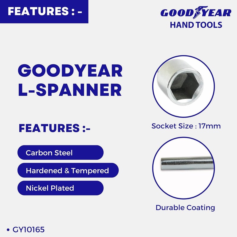 Good Year مفتاح ربط معدني 17 مم على شكل حرف L (17 مم، فضي) - Image 4