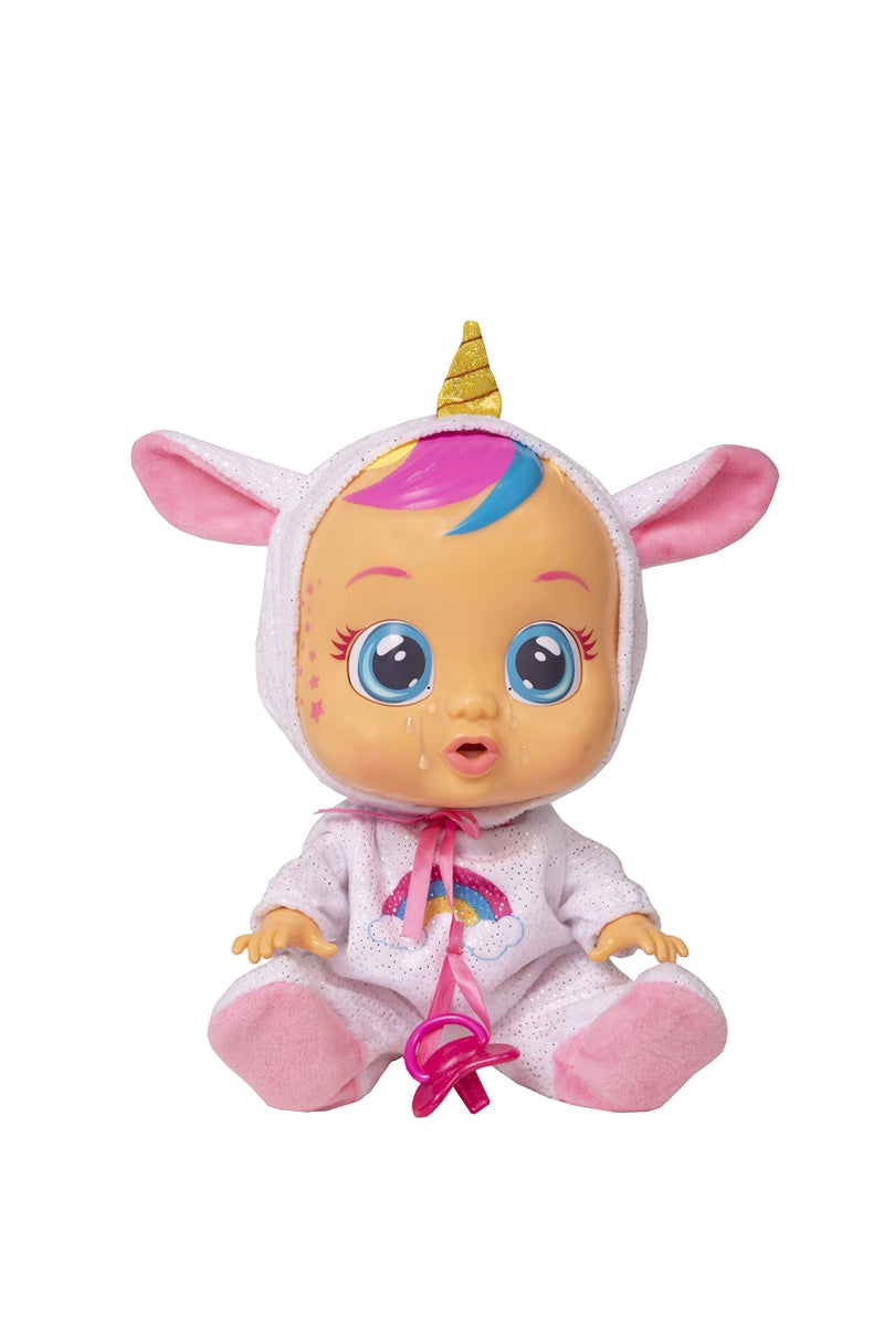 CRY BABIES دمية بيبي كراي بيبيز دريمي اليونيكورن 12 بوصة | بيجامة قوس قزح لامعة قابلة للإزالة للفتيات والأطفال من 18 شهرًا وما فوق، وردي - Image 2