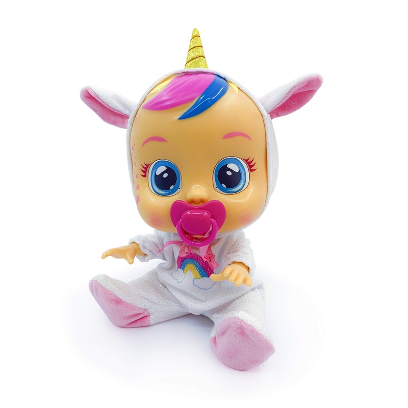 CRY BABIES دمية بيبي كراي بيبيز دريمي اليونيكورن 12 بوصة | بيجامة قوس قزح لامعة قابلة للإزالة للفتيات والأطفال من 18 شهرًا وما فوق، وردي - Image 3