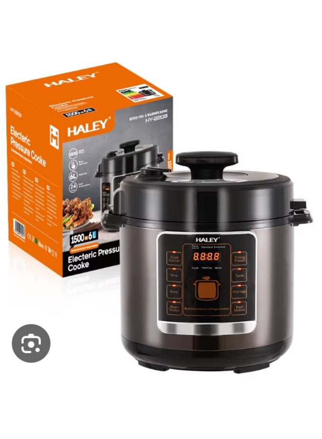 Haley 1000W Multi-Function Electric Rice Cooker - 6L Capacity, Non-Stick Interior, LCD Display - Perfect for Rice, Steaming, Soups - Image 1