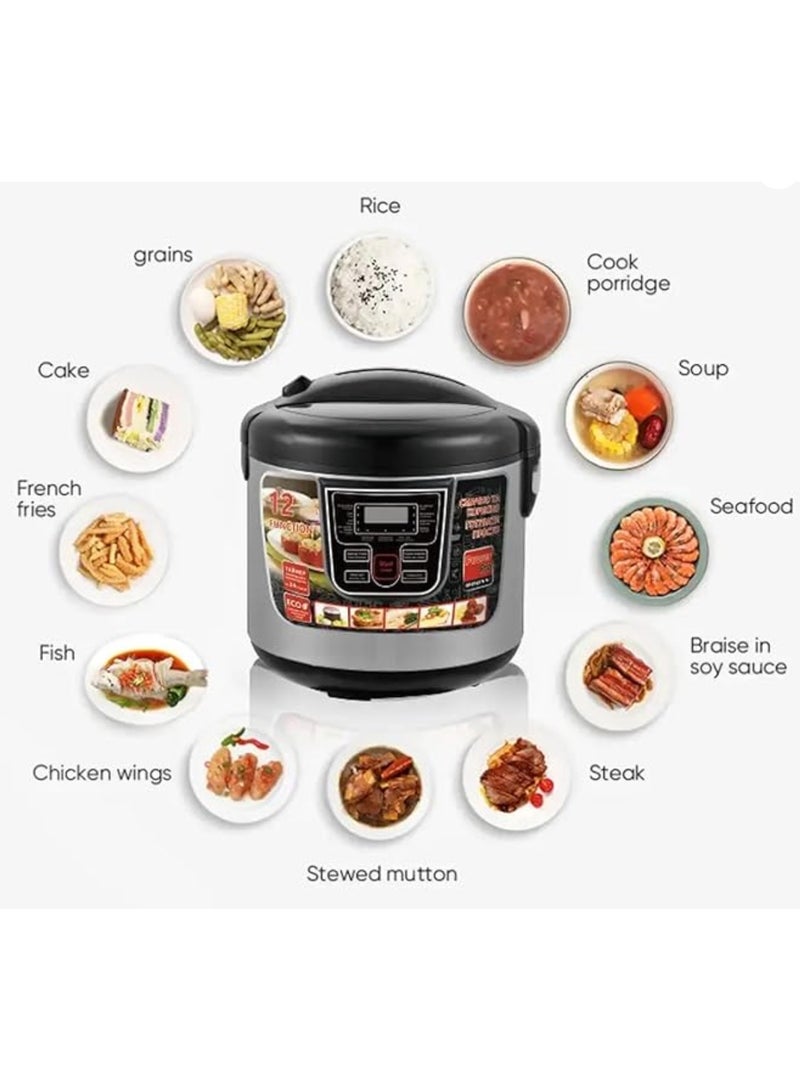 Haley 1000W Multi-Function Electric Rice Cooker - 6L Capacity, Non-Stick Interior, LCD Display - Perfect for Rice, Steaming, Soups - Image 3