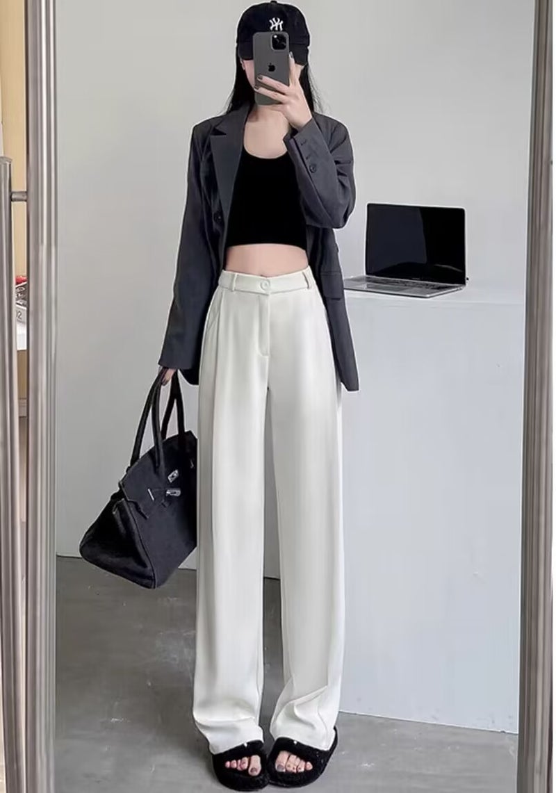 Suit Pants, High-End And Drapey, Women'S Salt Style New Slim Casual Straight High-Waisted Narrow Wide-Leg Pants - Image 1
