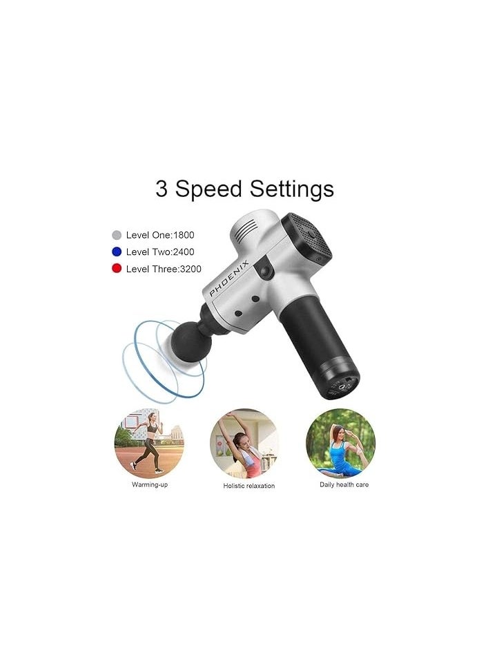 Phoneix Professional Handheld Massage Gun, Deep Tissue Pumpkin for Pain Relief with 6 Speed and 4 Heads  - Image 5