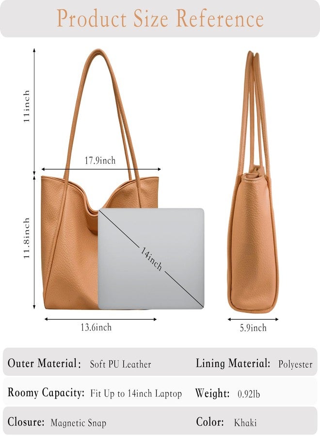 WITERY Large Tote Bag for Women Soft Vegan Leather Shoulder Bag with Interior Pockets & Top Handles Ladies Tote Purses Satchel Handbags for Work Everyday Use - Image 3