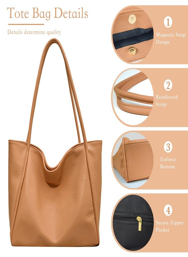 WITERY Large Tote Bag for Women Soft Vegan Leather Shoulder Bag with Interior Pockets & Top Handles Ladies Tote Purses Satchel Handbags for Work Everyday Use - Image 5
