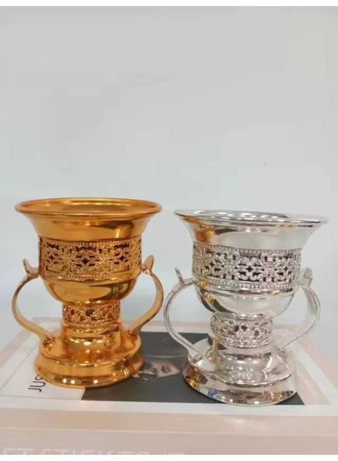 Firasa Ramadan Eid premium gift Frankincense Resin Incense Burner, Incense Censer, Bakhoor Burner, Charcoal Incense Burner, Incense Burner with Handle Tongs for Yoga, Spa Aromatherapy 1 Piece Ramdom Color(Gold/Grey/Silver/Bronze) - Image 3